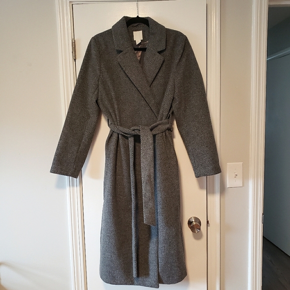 H&M Jackets & Blazers - H&M Herringbone Tie Belt Coat